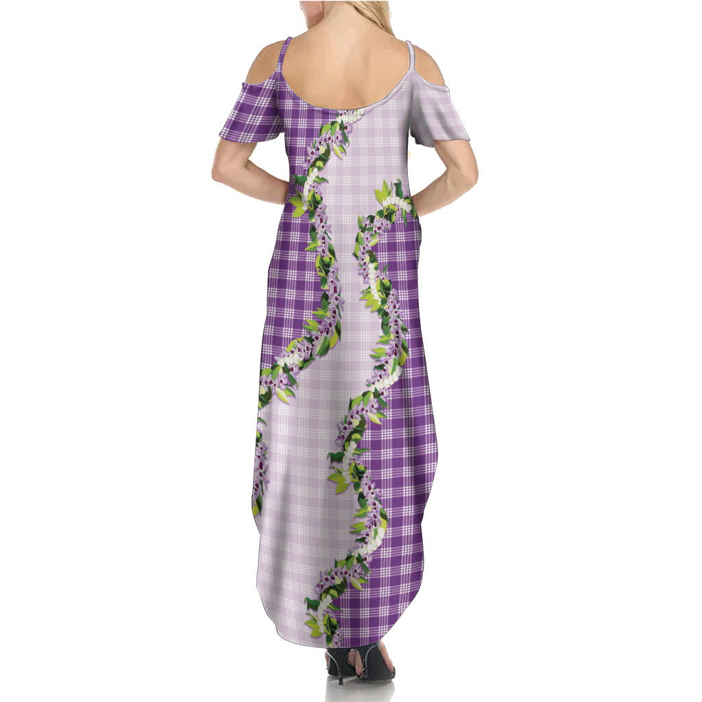Violet Hawaii Palaka Family Matching Summer Maxi Dress and Hawaiian Shirt Maile Pikake Honohono Orchid Lei
