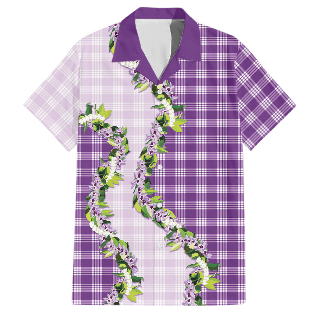 Violet Hawaii Palaka Family Matching Tank Maxi Dress and Hawaiian Shirt Maile Pikake Honohono Orchid Lei