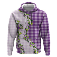 Violet Hawaii Palaka Hoodie Maile Pikake Honohono Orchid Lei