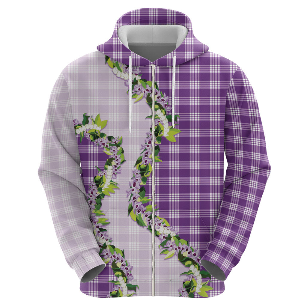 Violet Hawaii Palaka Hoodie Maile Pikake Honohono Orchid Lei
