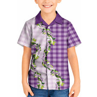 Violet Hawaii Palaka Kid Hawaiian Shirt Maile Pikake Honohono Orchid Lei LT05 Kid Violet - Polynesian Pride