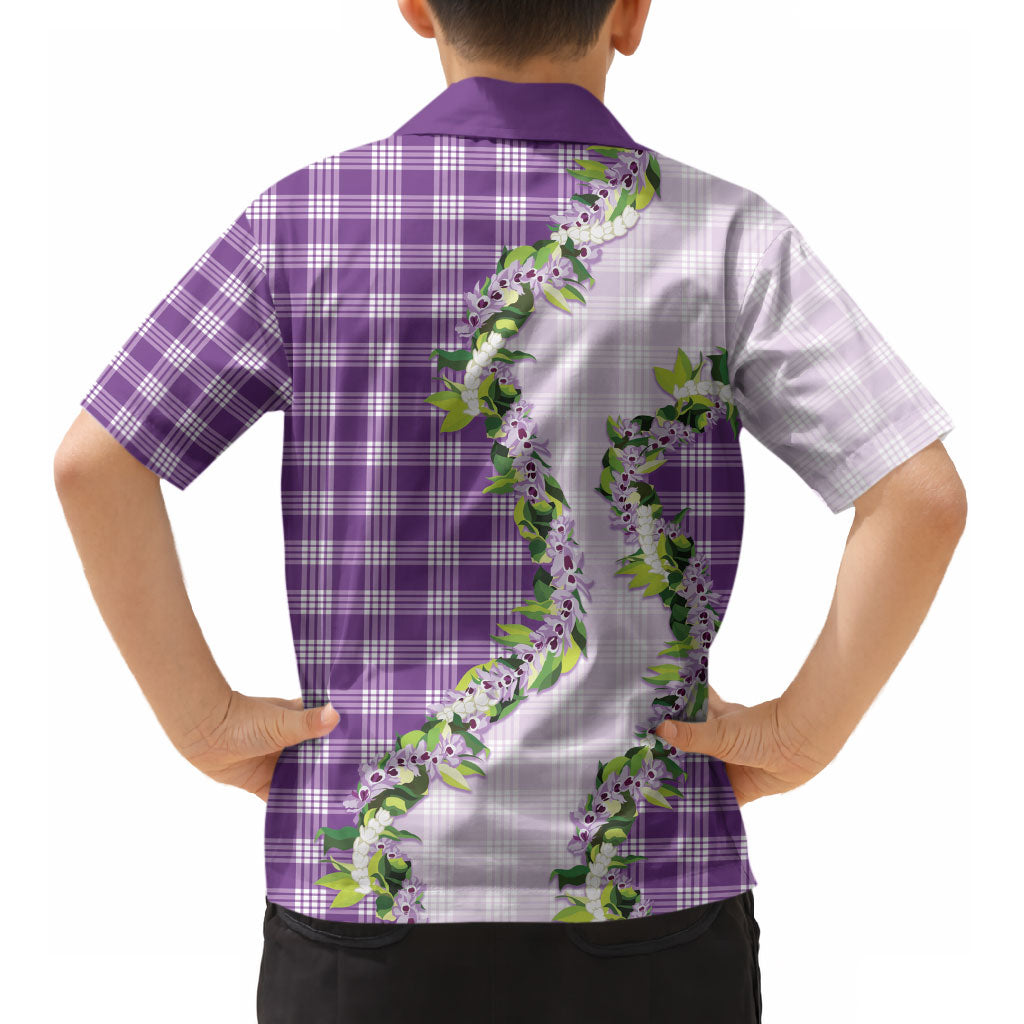 Violet Hawaii Palaka Kid Hawaiian Shirt Maile Pikake Honohono Orchid Lei LT05 - Polynesian Pride