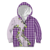 Violet Hawaii Palaka Kid Hoodie Maile Pikake Honohono Orchid Lei LT05 Zip Hoodie Violet - Polynesian Pride