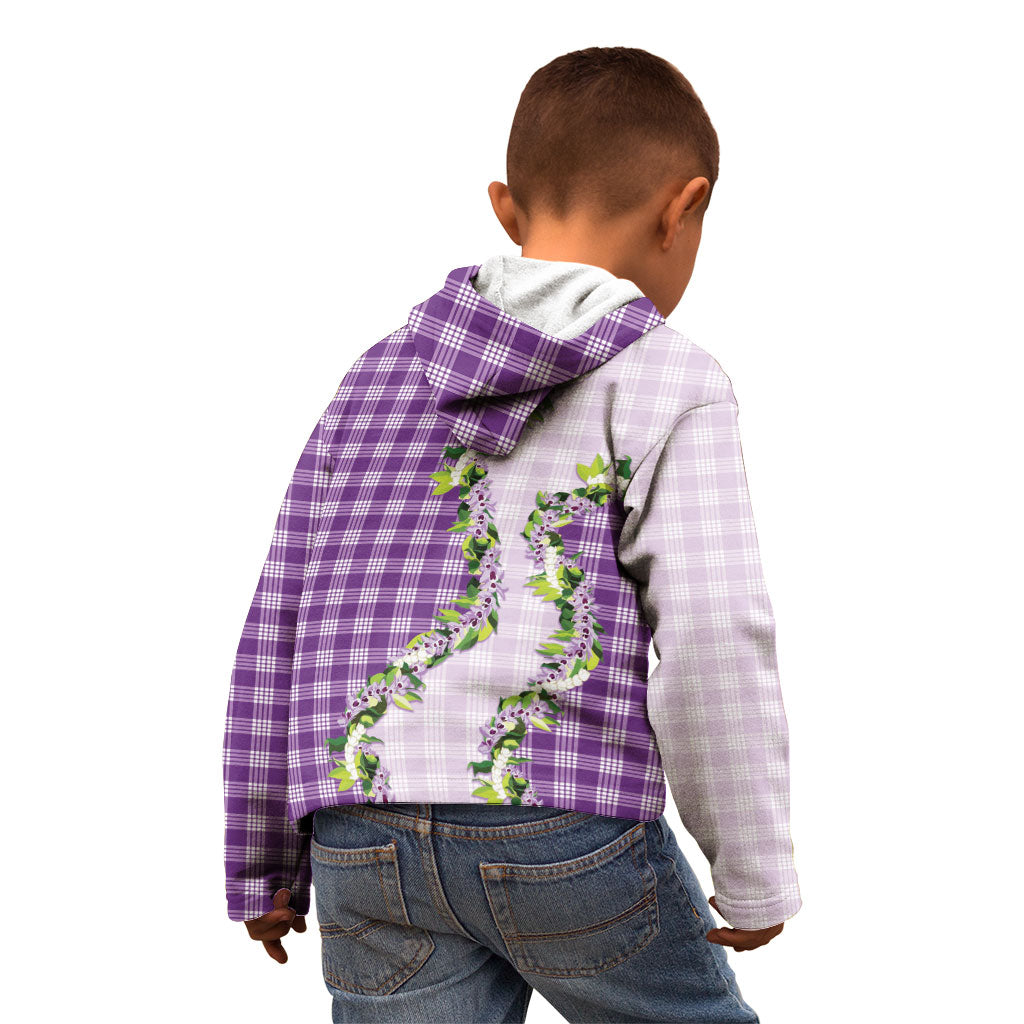 Violet Hawaii Palaka Kid Hoodie Maile Pikake Honohono Orchid Lei LT05 - Polynesian Pride