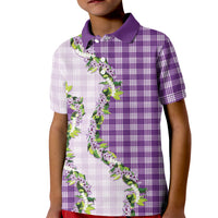 Violet Hawaii Palaka Kid Polo Shirt Maile Pikake Honohono Orchid Lei LT05 Kid Violet - Polynesian Pride