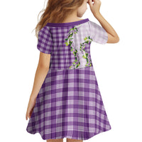 Violet Hawaii Palaka Kid Short Sleeve Dress Maile Pikake Honohono Orchid Lei