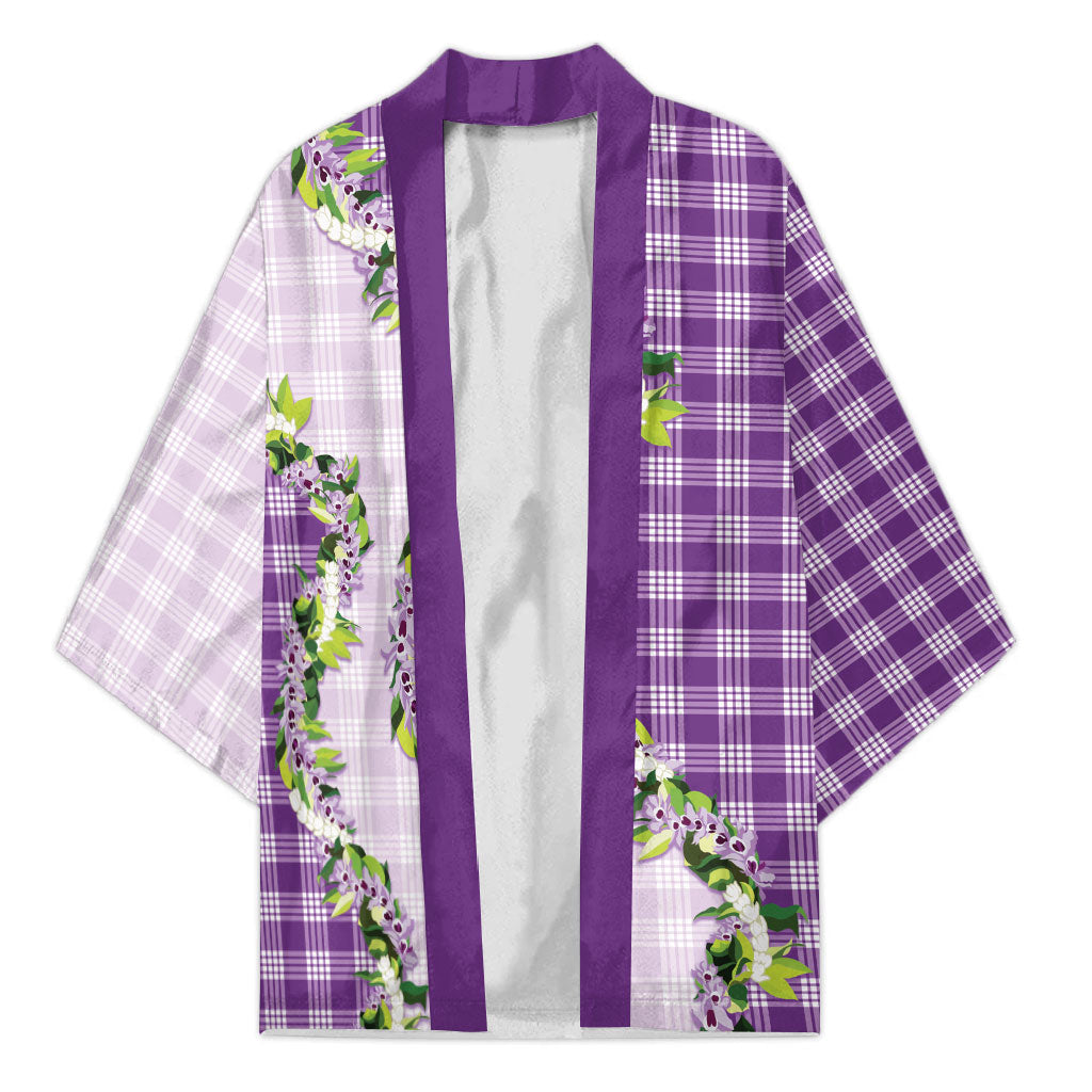 Violet Hawaii Palaka Kimono Maile Pikake Honohono Orchid Lei LT05 Unisex Violet - Polynesian Pride