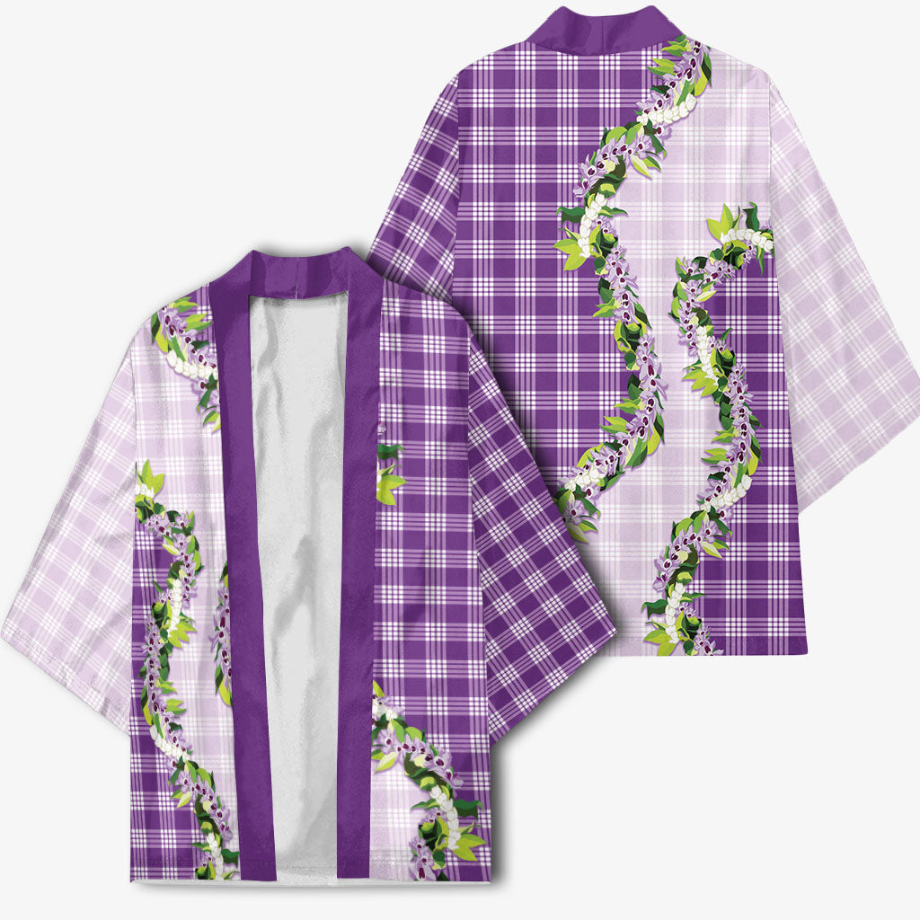 Violet Hawaii Palaka Kimono Maile Pikake Honohono Orchid Lei LT05 - Polynesian Pride