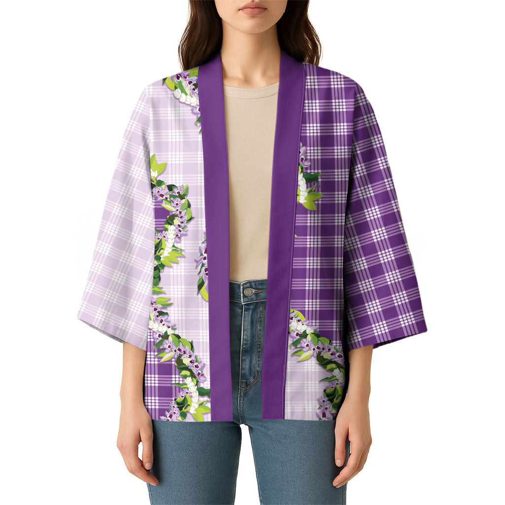 Violet Hawaii Palaka Kimono Maile Pikake Honohono Orchid Lei LT05 - Polynesian Pride