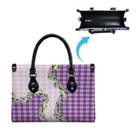 Violet Hawaii Palaka Leather Bag Maile Pikake Honohono Orchid Lei