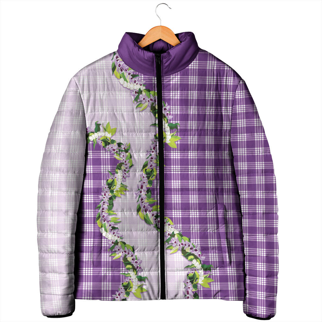 Violet Hawaii Palaka Padded Jacket Maile Pikake Honohono Orchid Lei LT05 - Polynesian Pride