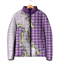 Violet Hawaii Palaka Padded Jacket Maile Pikake Honohono Orchid Lei LT05 - Polynesian Pride