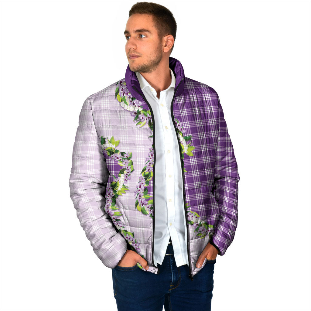 Violet Hawaii Palaka Padded Jacket Maile Pikake Honohono Orchid Lei LT05 - Polynesian Pride