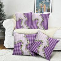 Violet Hawaii Palaka Pillow Cover Maile Pikake Honohono Orchid Lei
