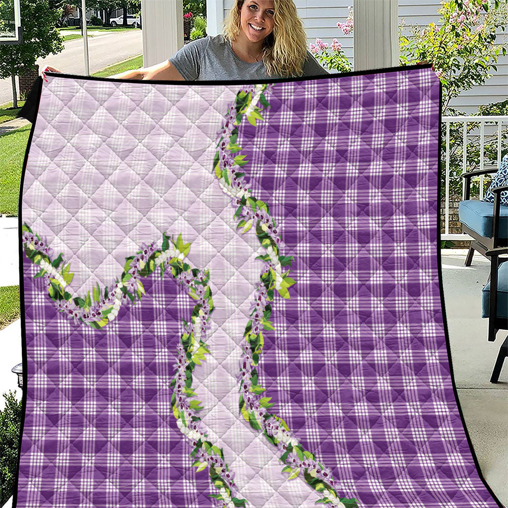 Violet Hawaii Palaka Quilt Maile Pikake Honohono Orchid Lei