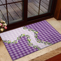 Violet Hawaii Palaka Rubber Doormat Maile Pikake Honohono Orchid Lei
