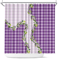 Violet Hawaii Palaka Shower Curtain Maile Pikake Honohono Orchid Lei