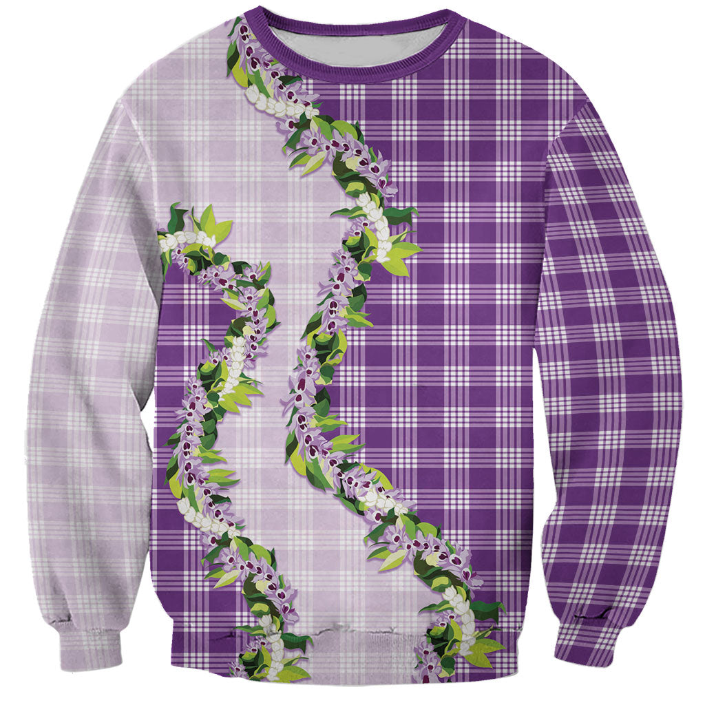 Violet Hawaii Palaka Sweatshirt Maile Pikake Honohono Orchid Lei LT05 Unisex Violet - Polynesian Pride