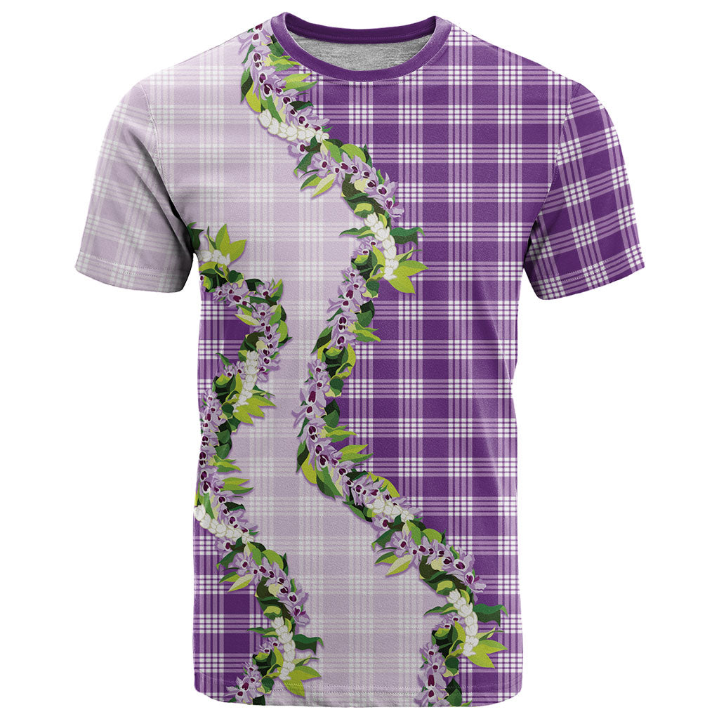 Violet Hawaii Palaka T Shirt Maile Pikake Honohono Orchid Lei