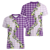 Violet Hawaii Palaka Women V-Neck T-Shirt Maile Pikake Honohono Orchid Lei