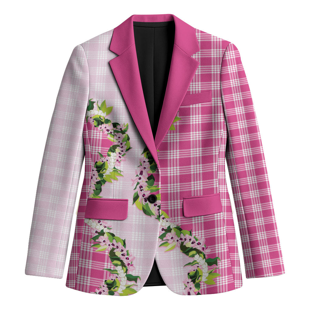 Pink Hawaii Palaka Blazer Maile Pikake Honohono Orchid Lei LT05 Unisex Pink - Polynesian Pride