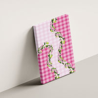 Pink Hawaii Palaka Canvas Wall Art Maile Pikake Honohono Orchid Lei