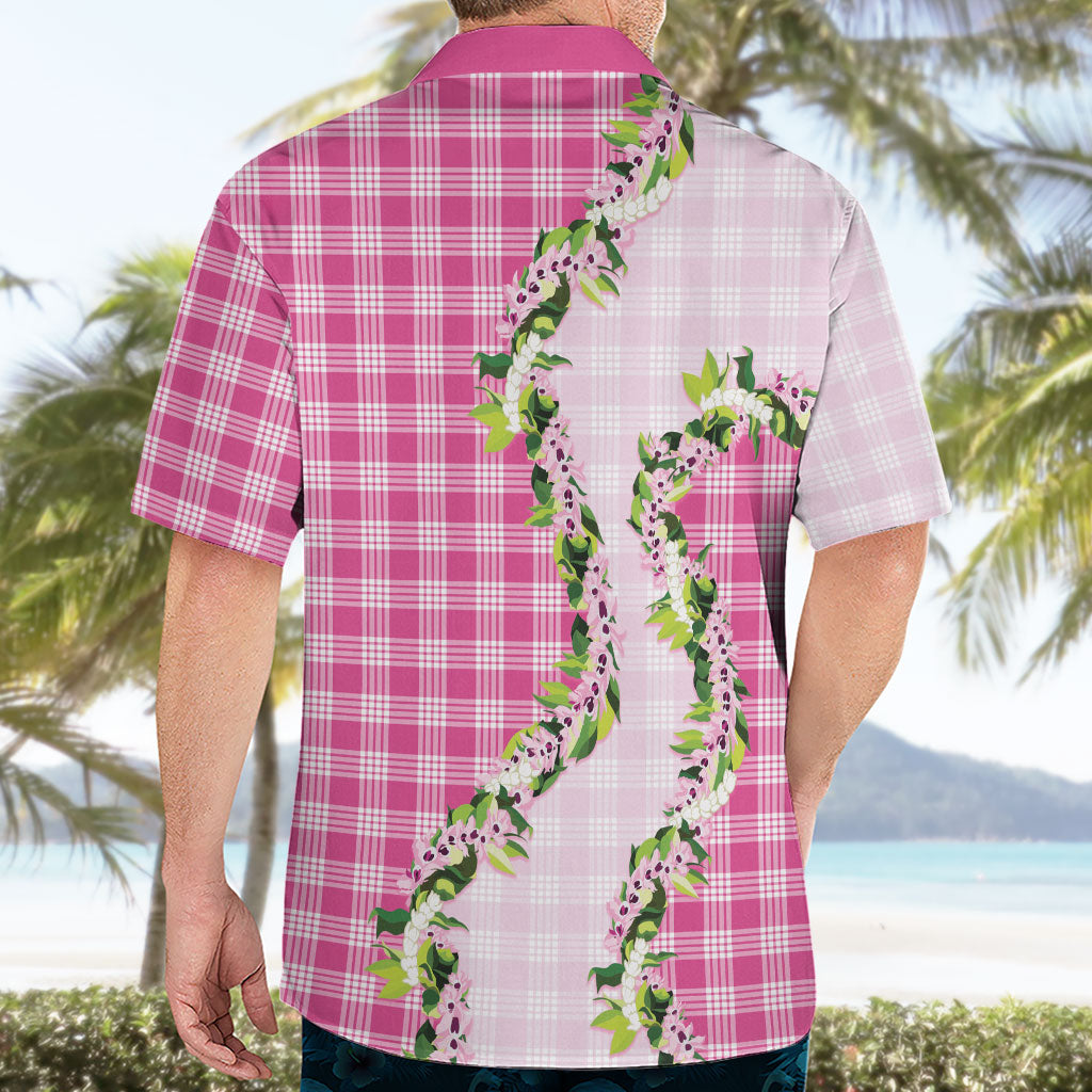 Pink Hawaii Palaka Hawaiian Shirt Maile Pikake Honohono Orchid Lei