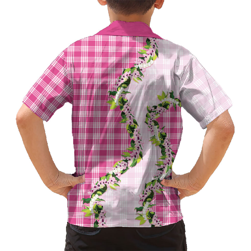 Pink Hawaii Palaka Hawaiian Shirt Maile Pikake Honohono Orchid Lei