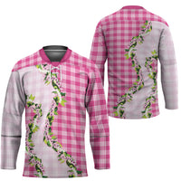 Pink Hawaii Palaka Hockey Jersey Maile Pikake Honohono Orchid Lei