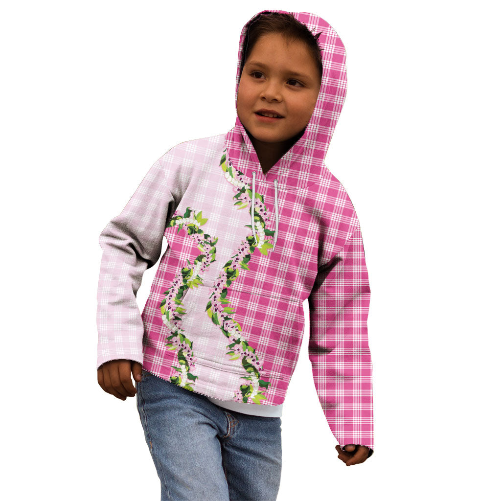 Pink Hawaii Palaka Kid Hoodie Maile Pikake Honohono Orchid Lei