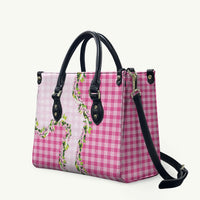 Pink Hawaii Palaka Leather Bag Maile Pikake Honohono Orchid Lei