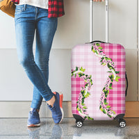 Pink Hawaii Palaka Luggage Cover Maile Pikake Honohono Orchid Lei