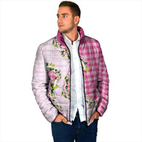 Pink Hawaii Palaka Padded Jacket Maile Pikake Honohono Orchid Lei