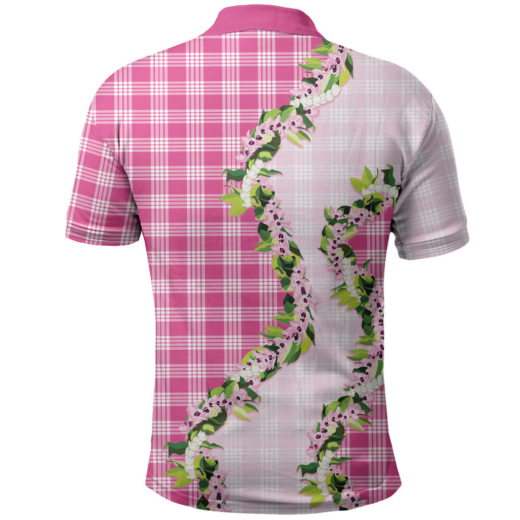 Pink Hawaii Palaka Polo Shirt Maile Pikake Honohono Orchid Lei LT05 - Polynesian Pride