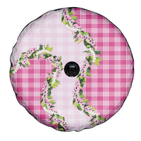 Pink Hawaii Palaka Spare Tire Cover Maile Pikake Honohono Orchid Lei