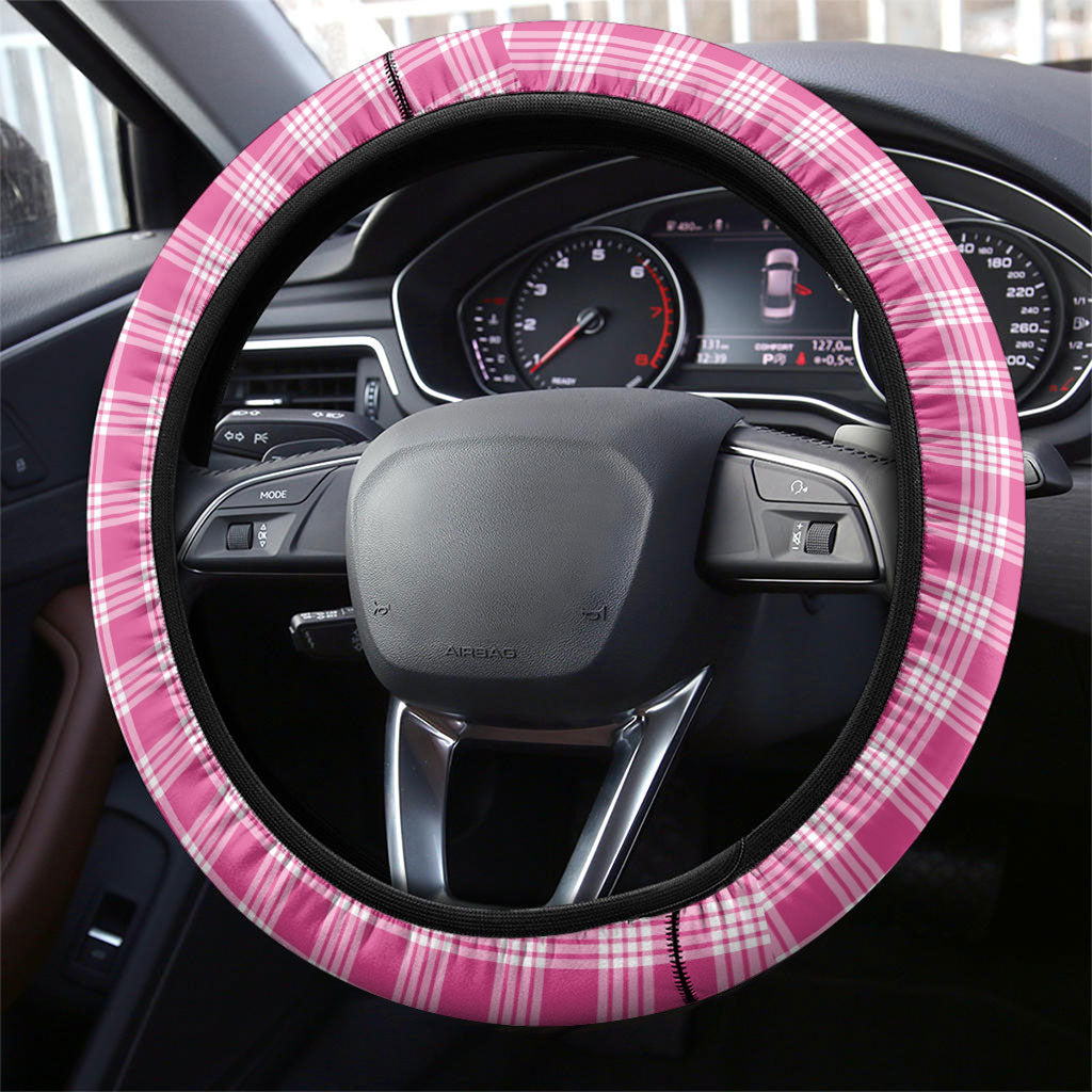 Pink Hawaii Palaka Steering Wheel Cover Maile Pikake Honohono Orchid Lei LT05 - Polynesian Pride