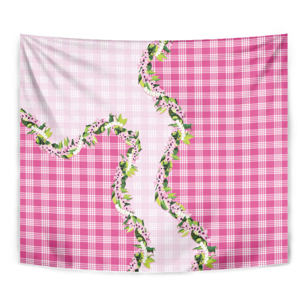 Pink Hawaii Palaka Tapestry Maile Pikake Honohono Orchid Lei
