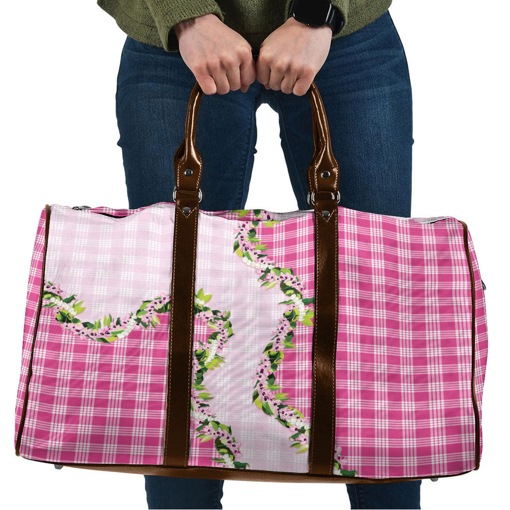 Pink Hawaii Palaka Travel Bag Maile Pikake Honohono Orchid Lei