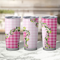 Pink Hawaii Palaka Tumbler Cup Maile Pikake Honohono Orchid Lei