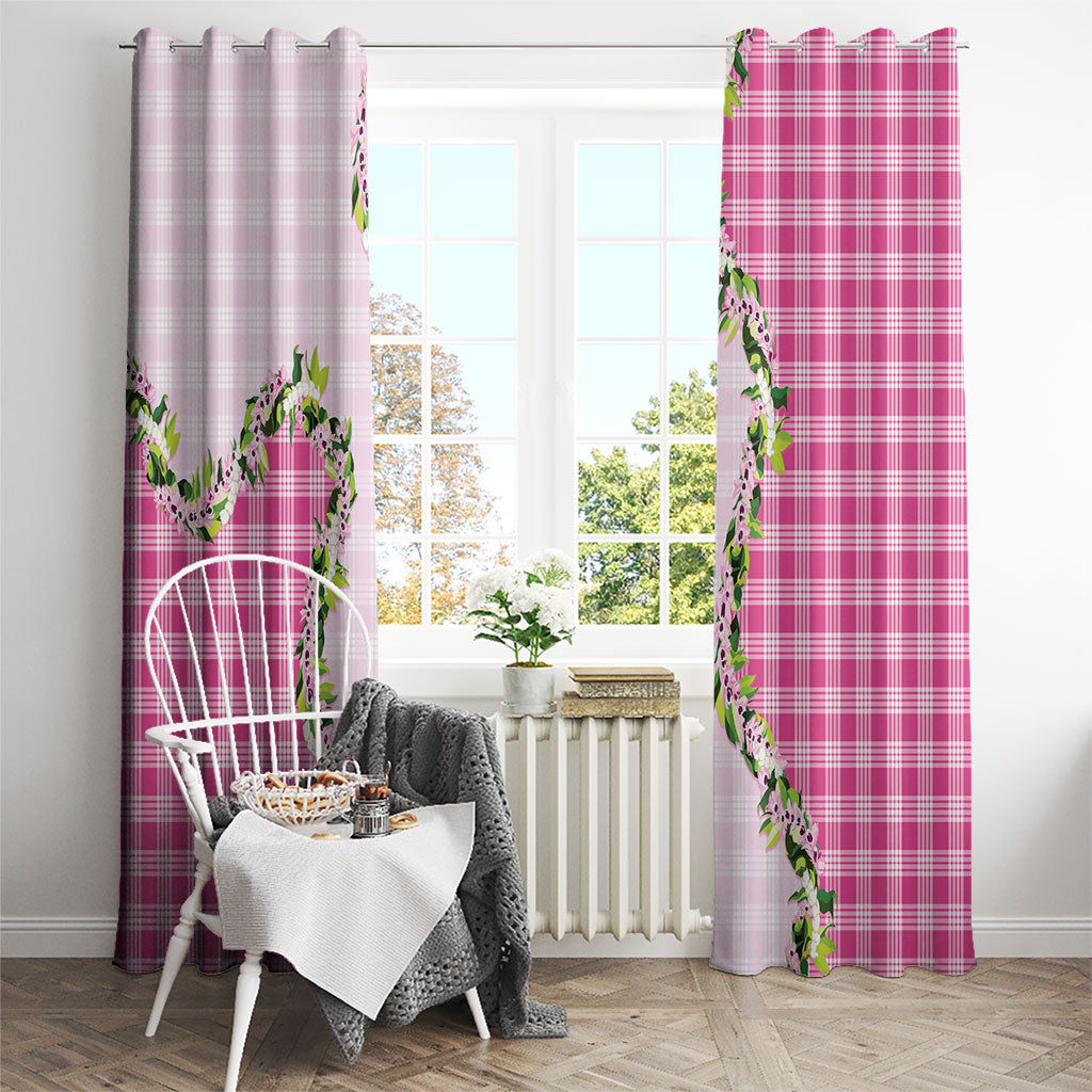 Pink Hawaii Palaka Window Curtain Maile Pikake Honohono Orchid Lei