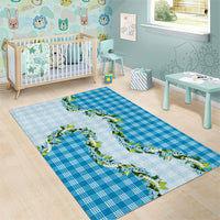 Blue Hawaii Palaka Area Rug Maile Pikake Honohono Orchid Lei