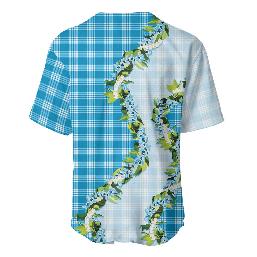 Blue Hawaii Palaka Baseball Jersey Maile Pikake Honohono Orchid Lei