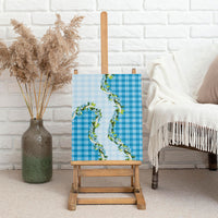 Blue Hawaii Palaka Canvas Wall Art Maile Pikake Honohono Orchid Lei