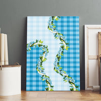 Blue Hawaii Palaka Canvas Wall Art Maile Pikake Honohono Orchid Lei