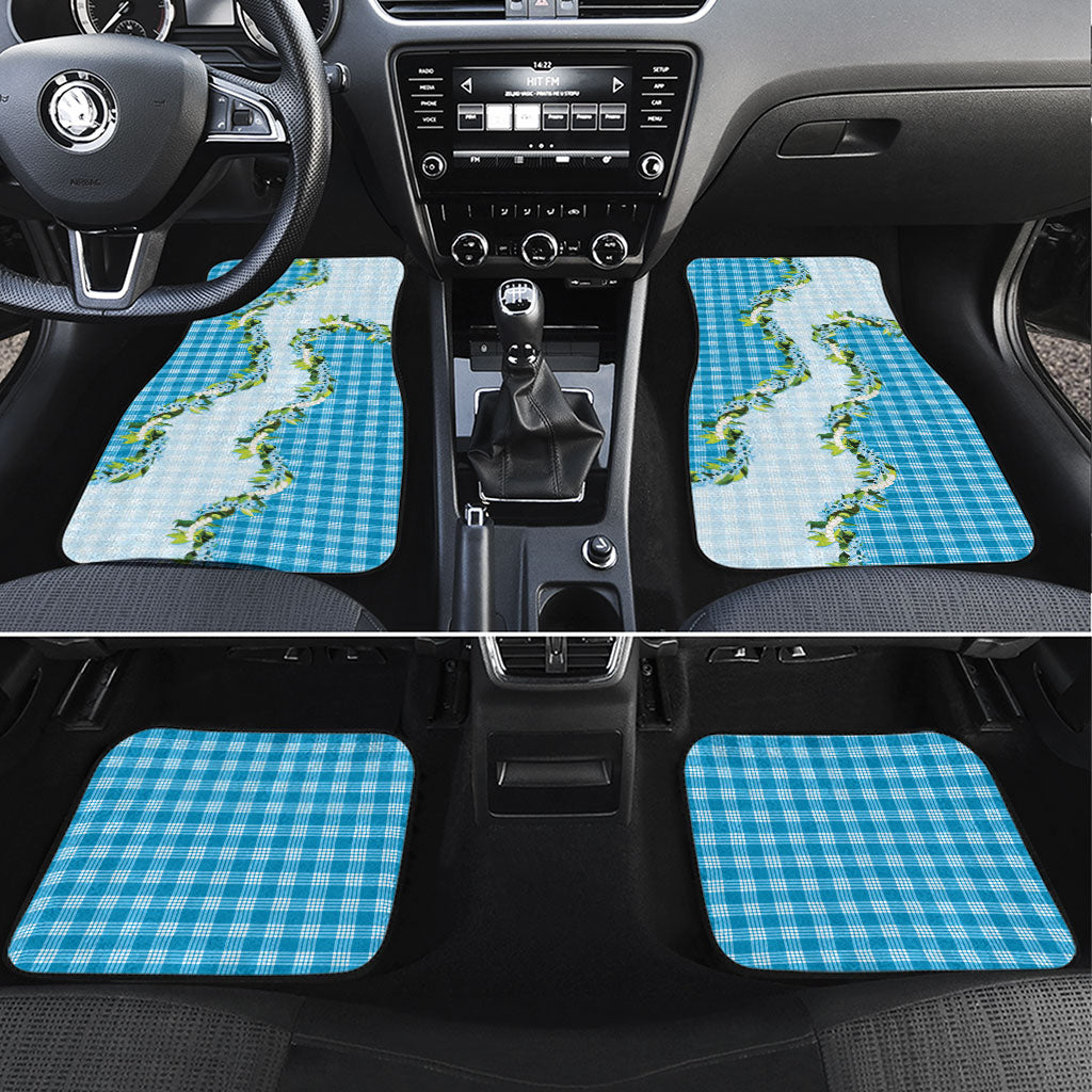 Blue Hawaii Palaka Car Mats Maile Pikake Honohono Orchid Lei