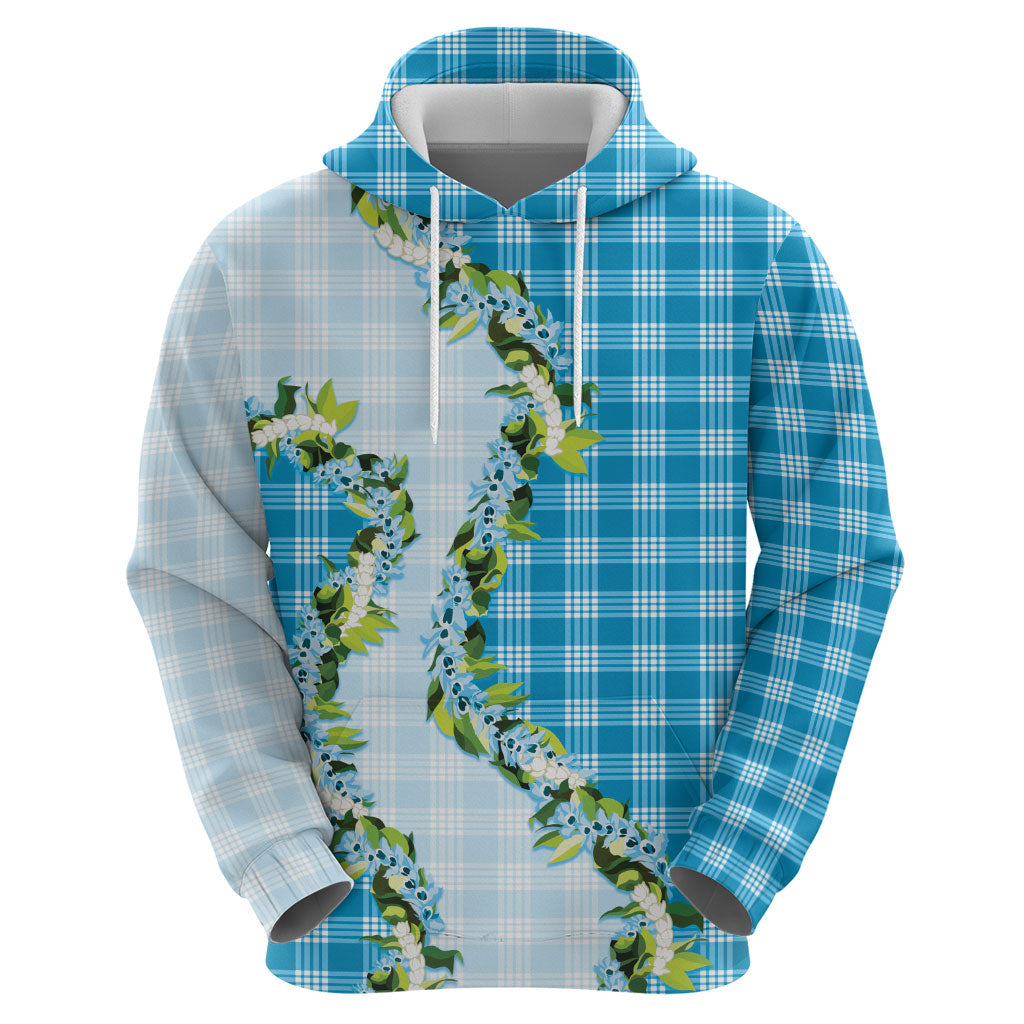 Blue Hawaii Palaka Hoodie Maile Pikake Honohono Orchid Lei