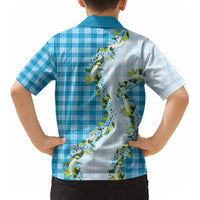 Blue Hawaii Palaka Kid Hawaiian Shirt Maile Pikake Honohono Orchid Lei LT05 - Polynesian Pride
