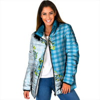 Blue Hawaii Palaka Padded Jacket Maile Pikake Honohono Orchid Lei
