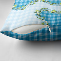 Blue Hawaii Palaka Pillow Cover Maile Pikake Honohono Orchid Lei