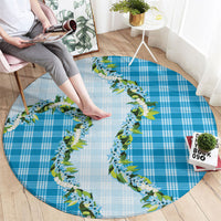 Blue Hawaii Palaka Round Carpet Maile Pikake Honohono Orchid Lei